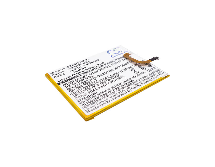 3.8V, 4000mAh, Li-Polymer Battery fits Samsung, Galaxy Tab A 7.0 2016 4g Lte, Galaxy Tab E 7.0 2016 4g Lte, 15.2Wh