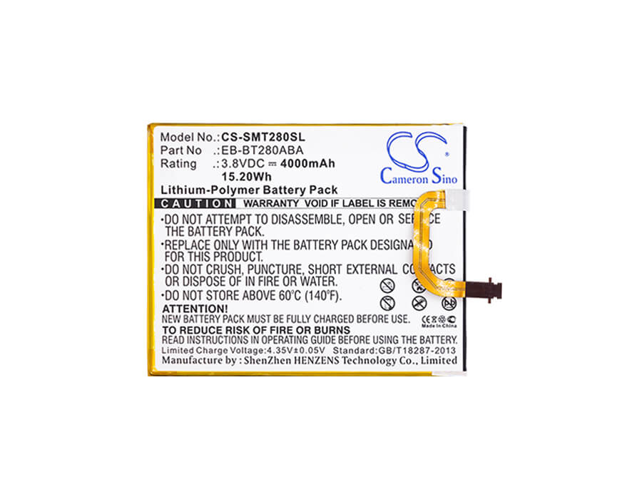 3.8V, 4000mAh, Li-Polymer Battery fits Samsung, Galaxy Tab A 7.0 2016 4g Lte, Galaxy Tab E 7.0 2016 4g Lte, 15.2Wh