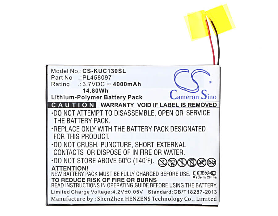 3.7V, 4000mAh, Li-Polymer Battery fits Kurio, 7s, C1300, 14.8Wh