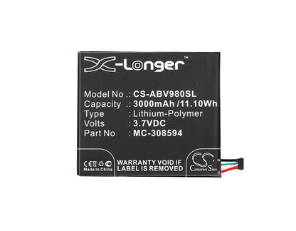 3.7V, 3000mAh, Li-Polymer Battery fits Amazon, Kindle Fire 7 5tth Gen, Sv98ln, 11.1Wh