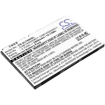 3.7V, 2900mAh, Li-ion Battery fits Alcatel, One Touch T60, Ot-t60, 10.73Wh