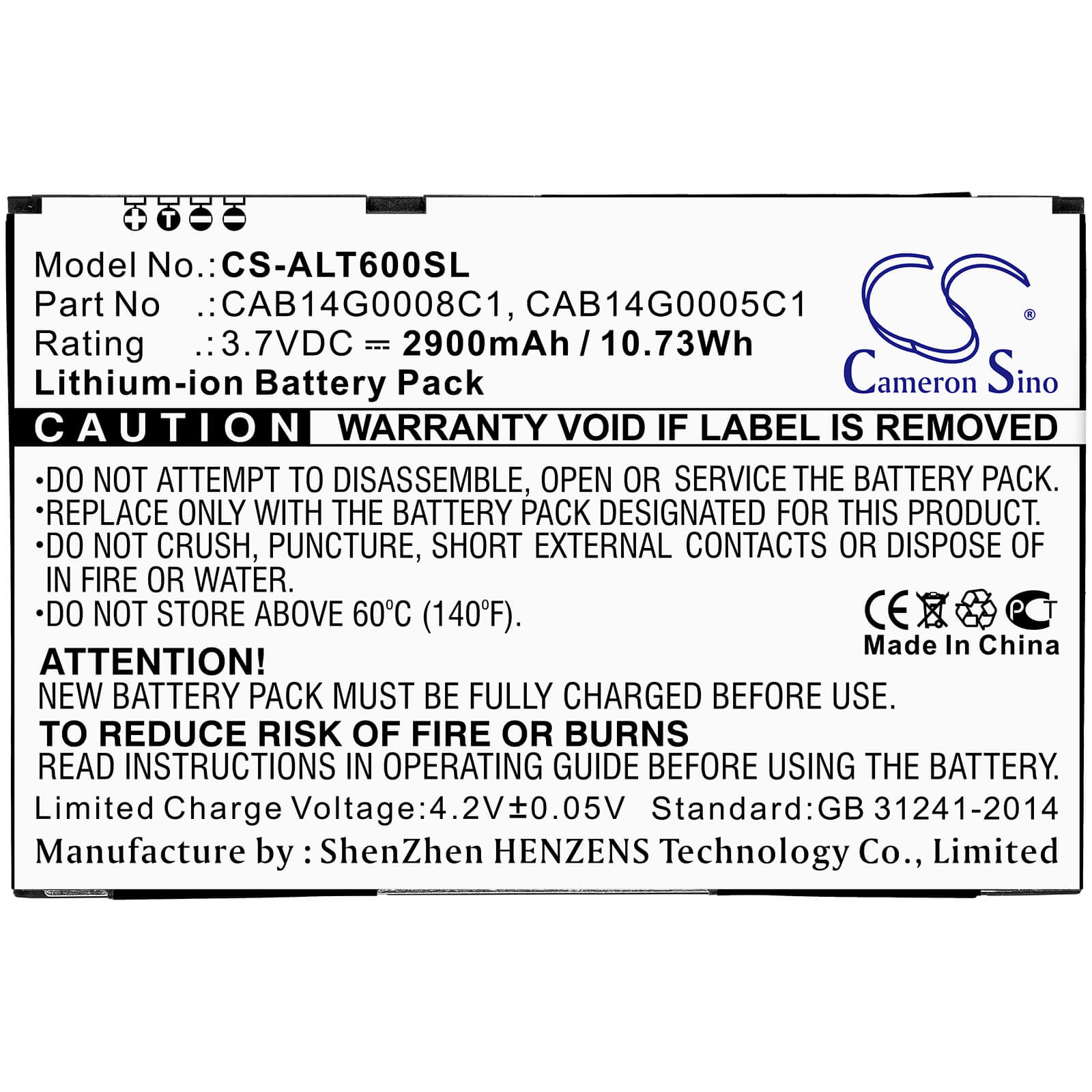 3.7V, 2900mAh, Li-ion Battery fits Alcatel, One Touch T60, Ot-t60, 10.73Wh