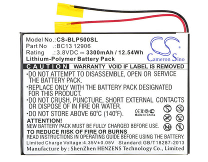3.8V, 3300mAh, Li-Polymer Battery fits Blu, P50, Touchbook 7.0 Lte, 12.54Wh