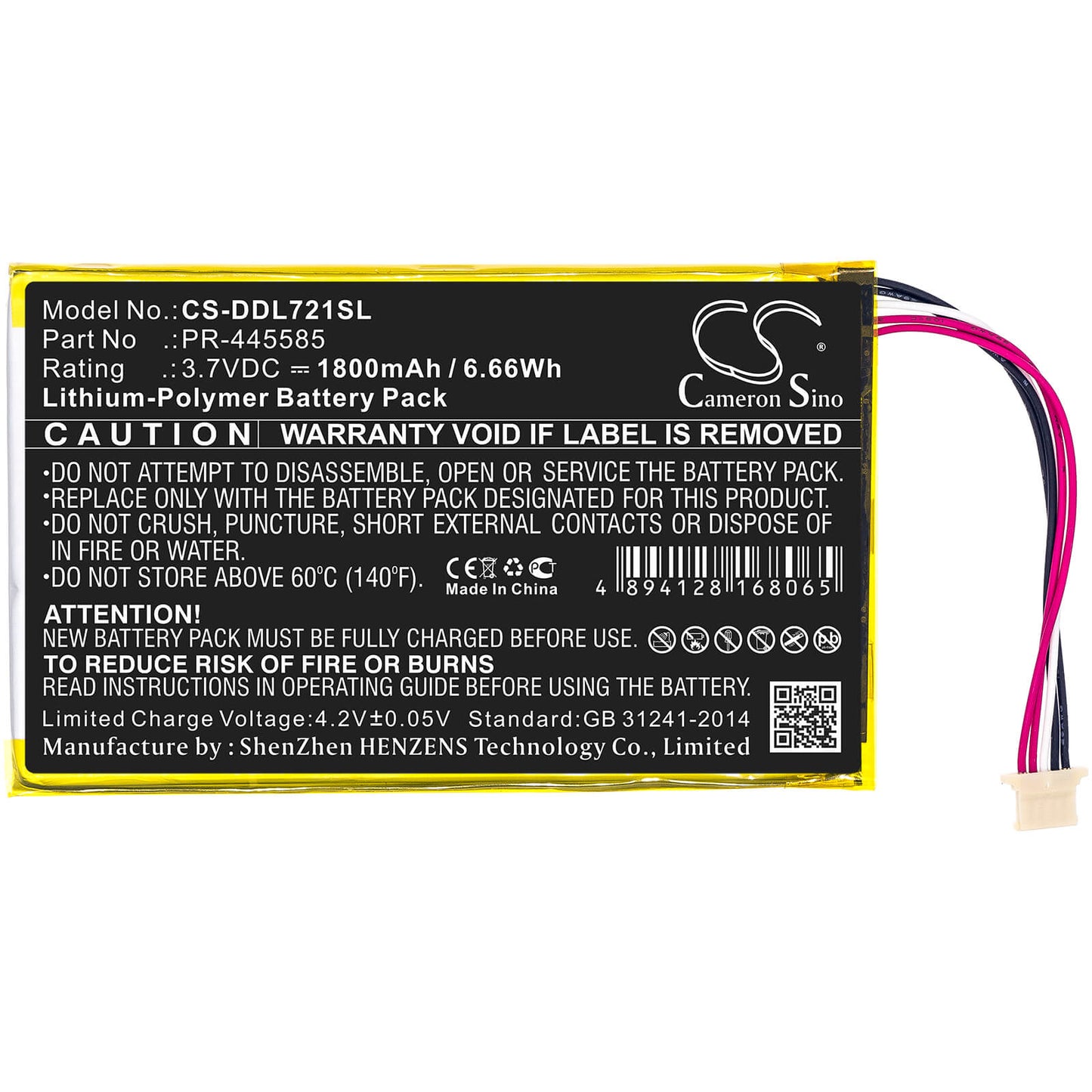3.7V, 1800mAh, Li-Polymer Battery fits Digiland, Dl7006, Kb 7", 6.66Wh