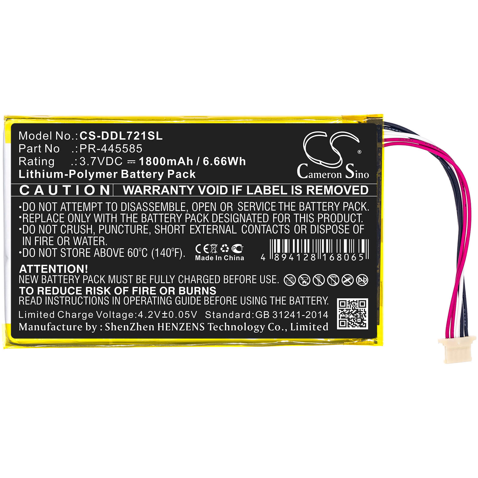 3.7V, 1800mAh, Li-Polymer Battery fits Digiland, Dl7006, Kb 7", 6.66Wh