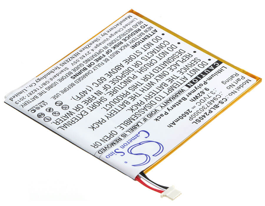 3.7V, 2600mAh, Li-Polymer Battery fits Blu, Bt-e003, P240u, 9.62Wh