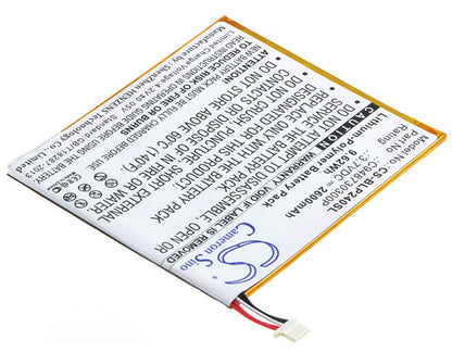 3.7V, 2600mAh, Li-Polymer Battery fits Blu, Bt-e003, P240u, 9.62Wh