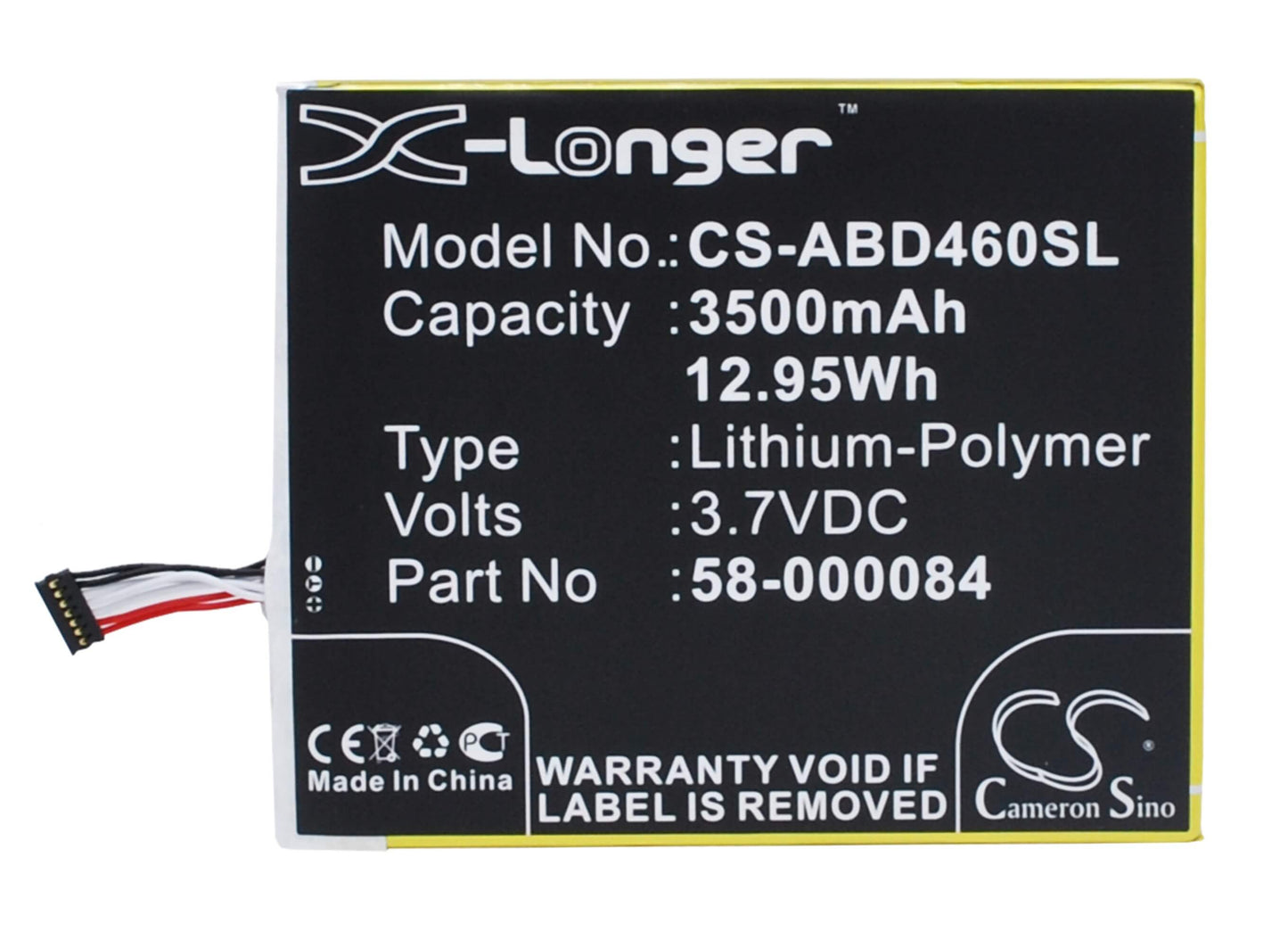 3.7V, 3500mAh, Li-Polymer Battery fits Amazon, B00ikpw0ua, B00ikpykwg, 12.95Wh