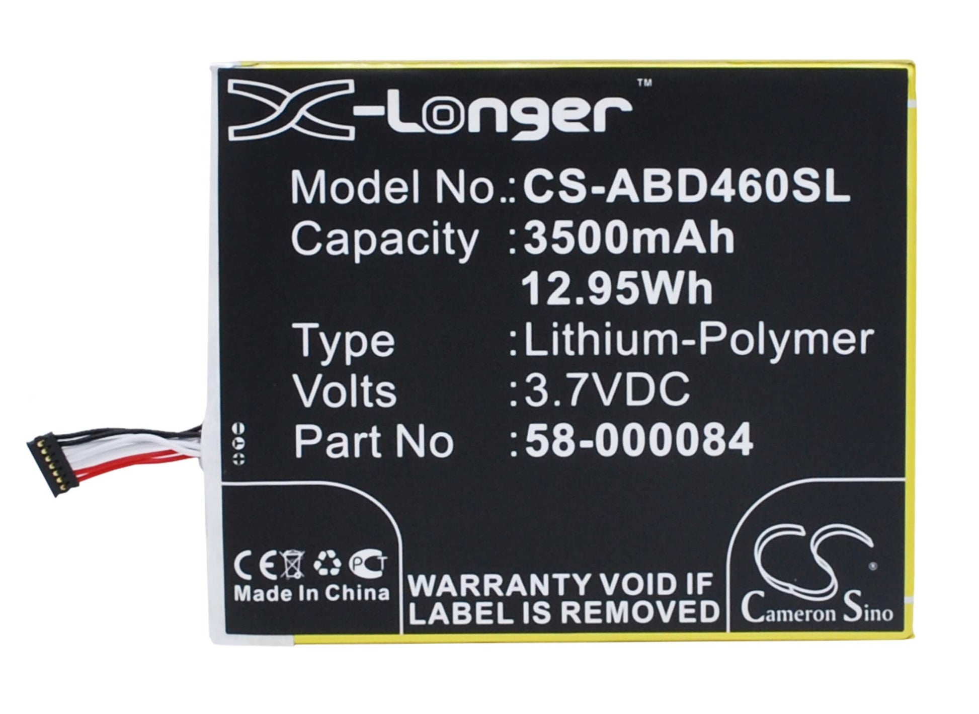 3.7V, 3500mAh, Li-Polymer Battery fits Amazon, B00ikpw0ua, B00ikpykwg, 12.95Wh