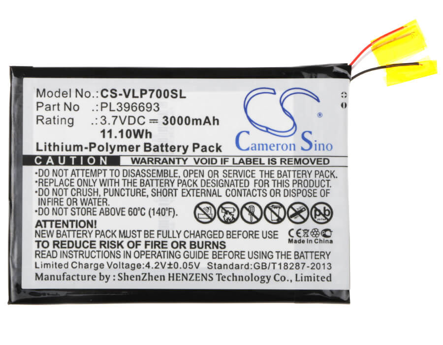 3.7V, 3000mAh, Li-Polymer Battery fits Visual Land, Me-7g-8gb, Prestige 7g 7", 11.1Wh
