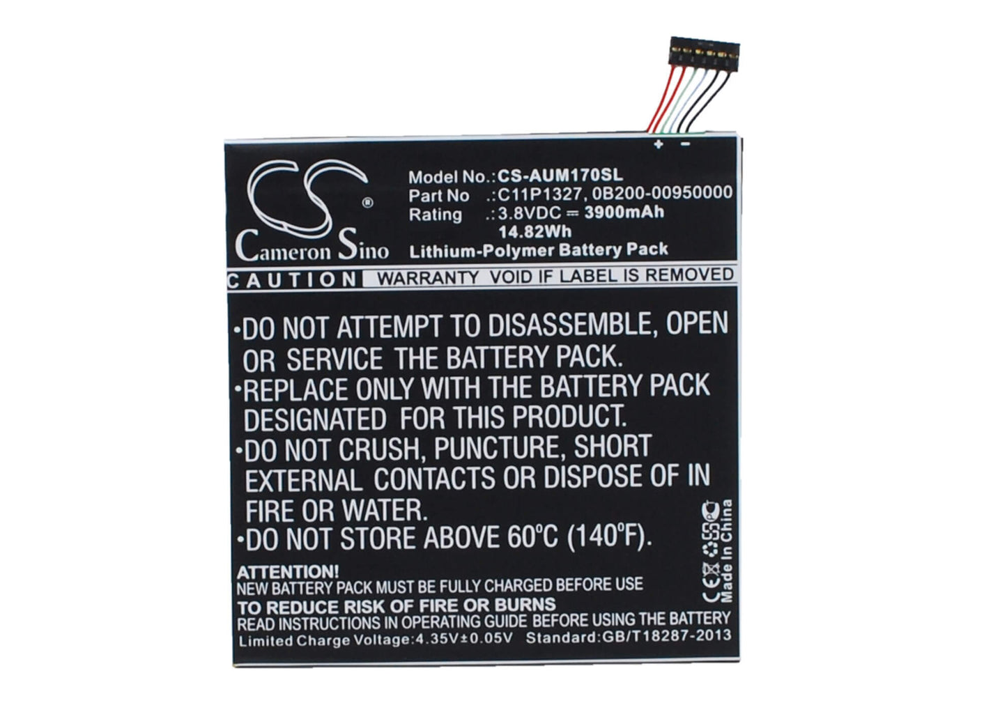 3.8V, 3900mAh, Li-Polymer Battery fits Asus, Fe170cg, Fonepad 7" Dual Sim Phablet, 14.82Wh