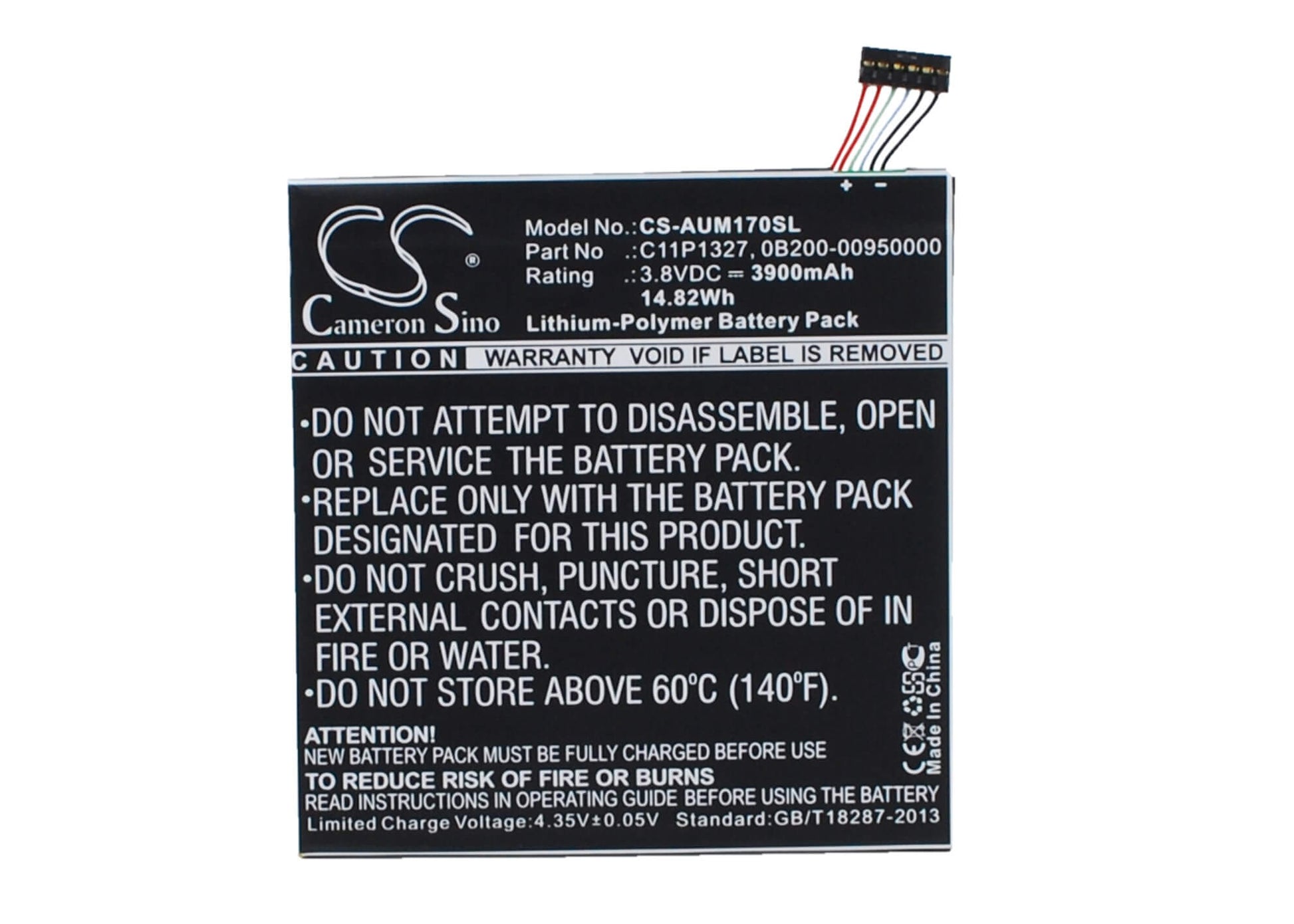 3.8V, 3900mAh, Li-Polymer Battery fits Asus, Fe170cg, Fonepad 7" Dual Sim Phablet, 14.82Wh
