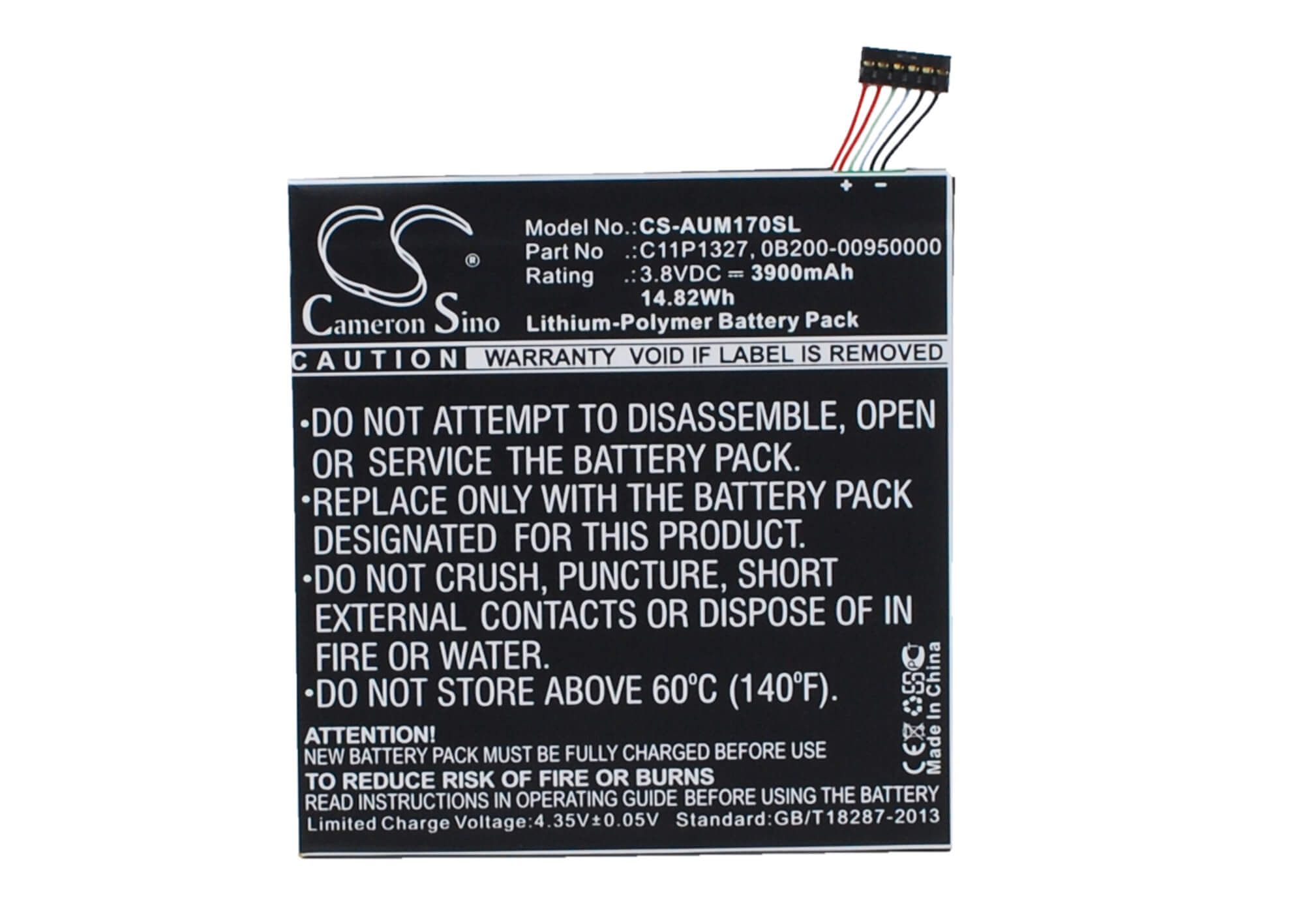 3.8V, 3900mAh, Li-Polymer Battery fits Asus, Fe170cg, Fonepad 7" Dual Sim Phablet, 14.82Wh