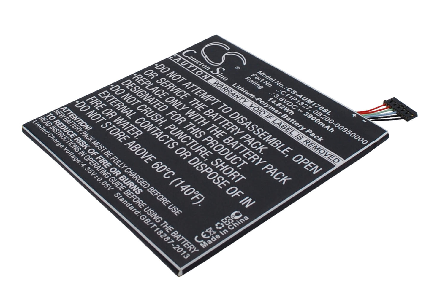 3.8V, 3900mAh, Li-Polymer Battery fits Asus, Fe170cg, Fonepad 7" Dual Sim Phablet, 14.82Wh