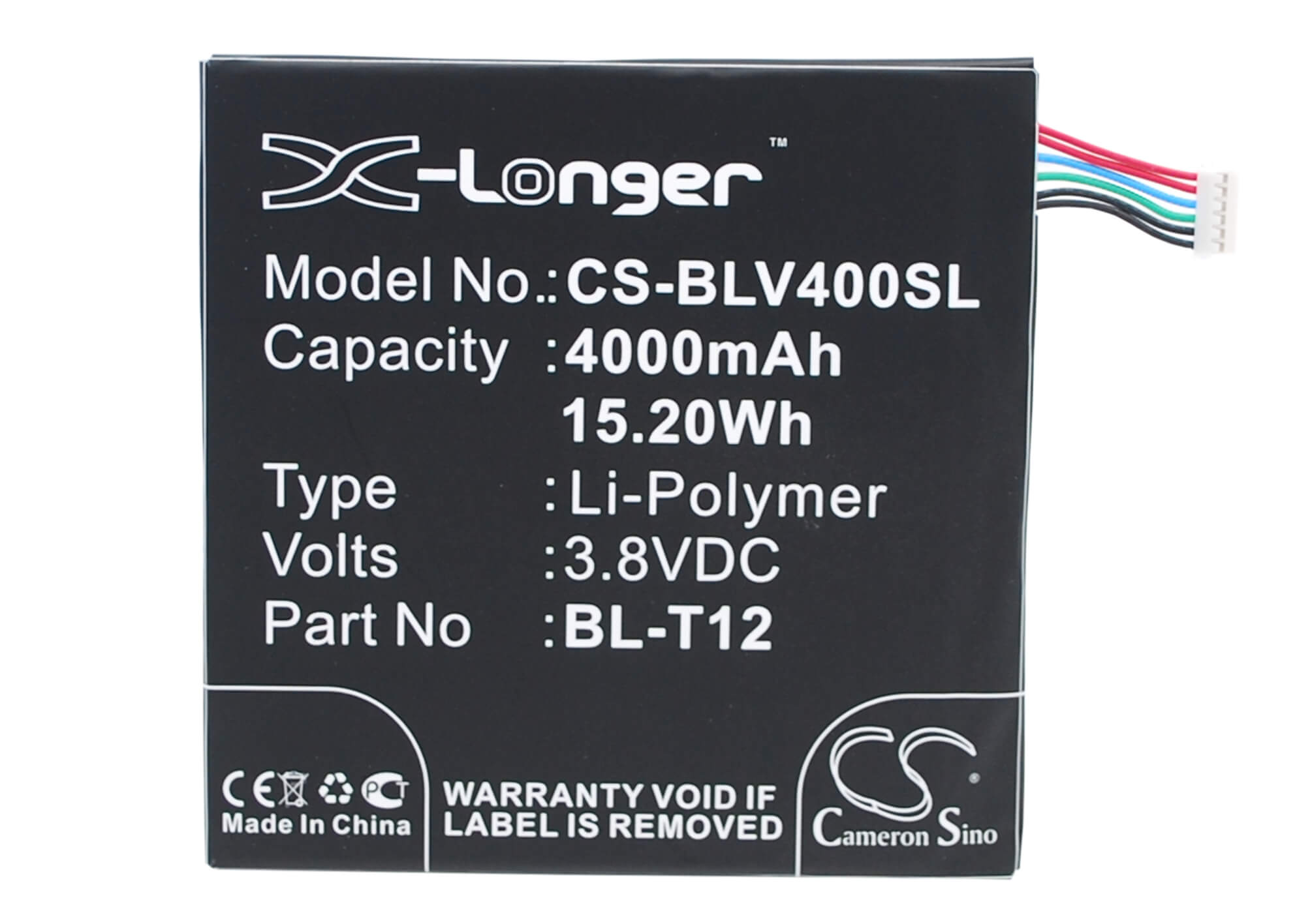 3.8V, 4000mAh, Li-Polymer Battery fits Lg, Pad 7.0, V400, 15.2Wh