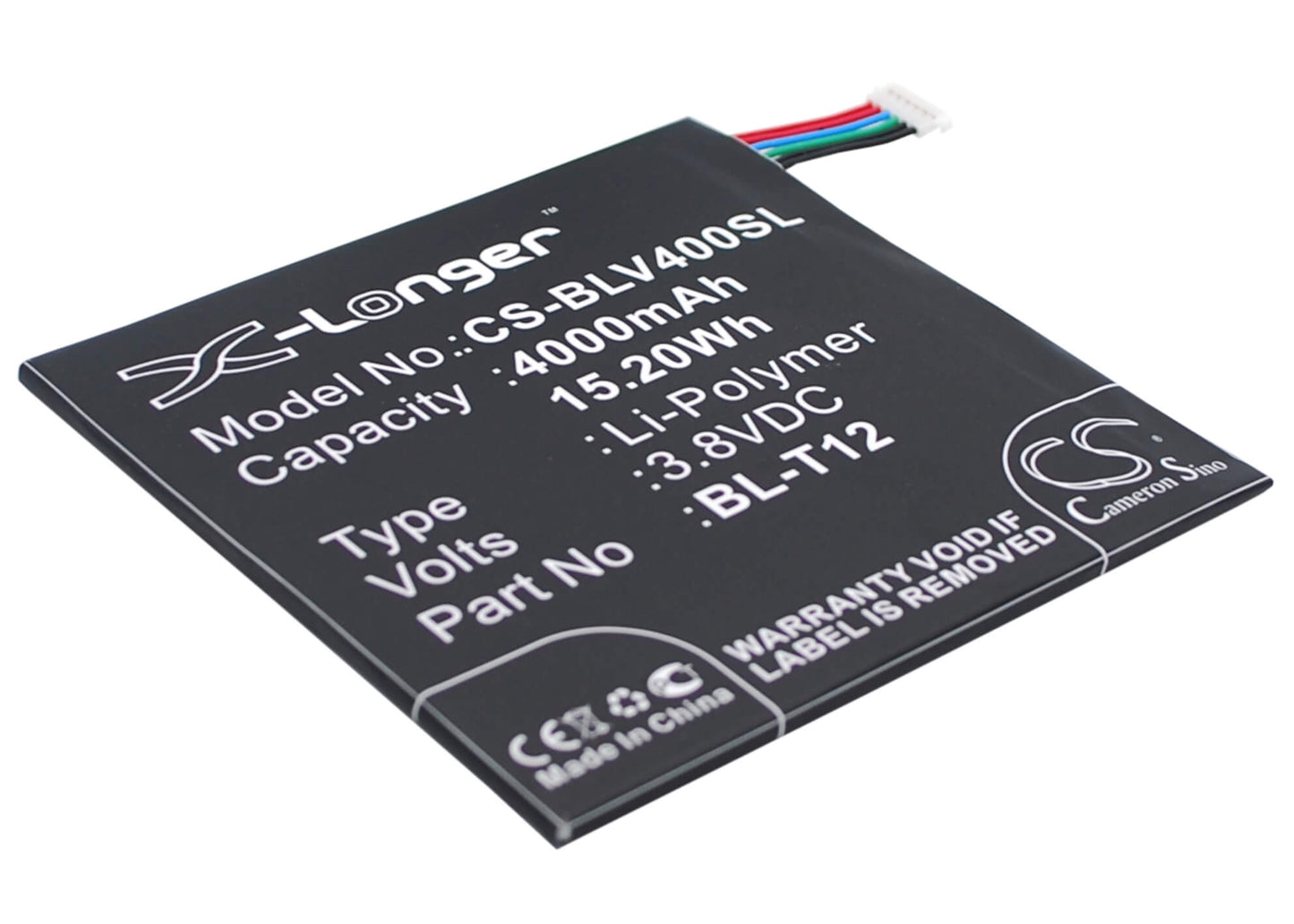 3.8V, 4000mAh, Li-Polymer Battery fits Lg, Pad 7.0, V400, 15.2Wh