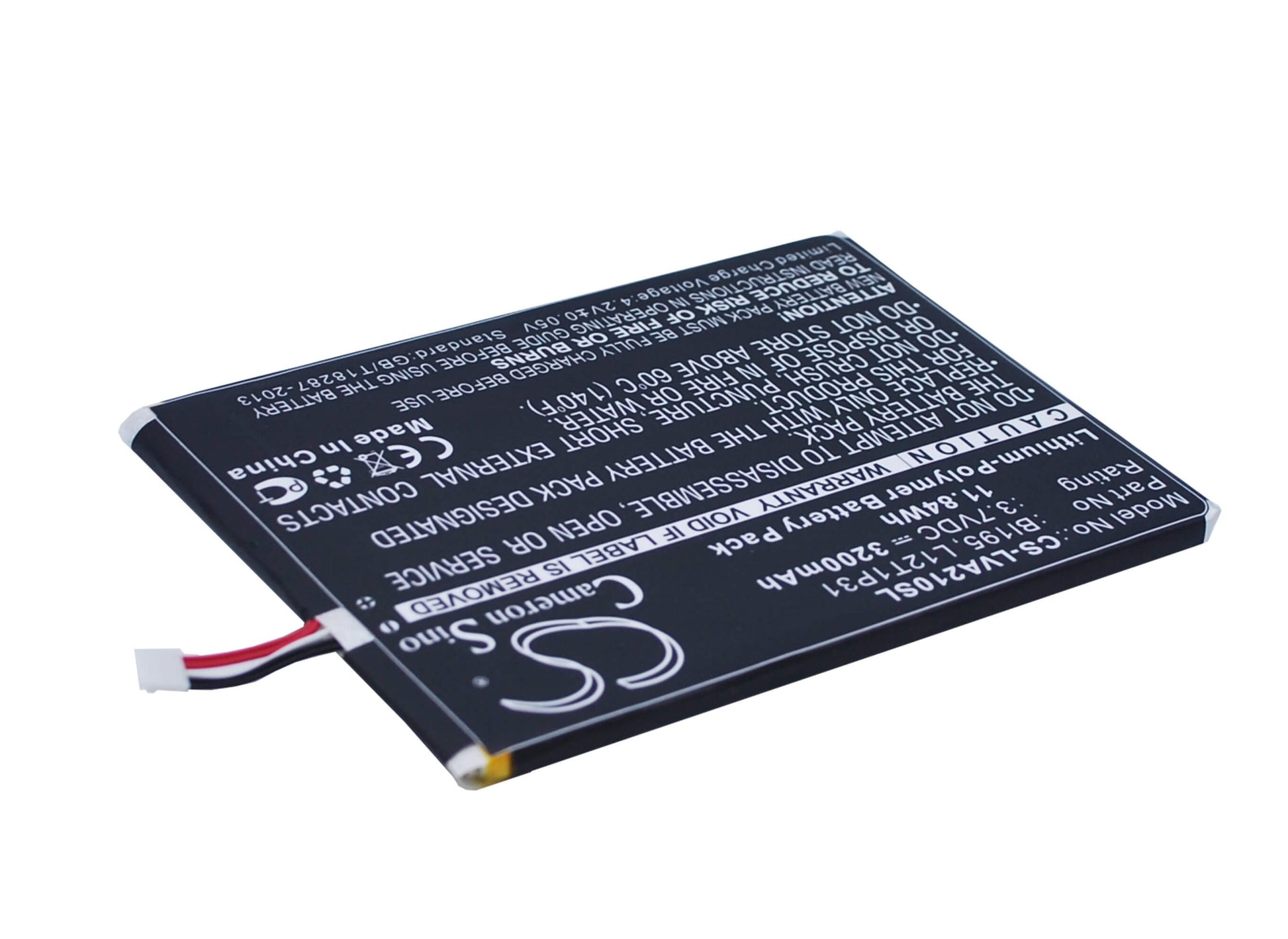 3.7V, 3200mAh, Li-Polymer Battery fits Lenovo, A2, A2107, 11.84Wh