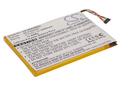 3.7V, 3200mAh, Li-Polymer Battery fits Viewsonic, Zoompad, 11.84Wh