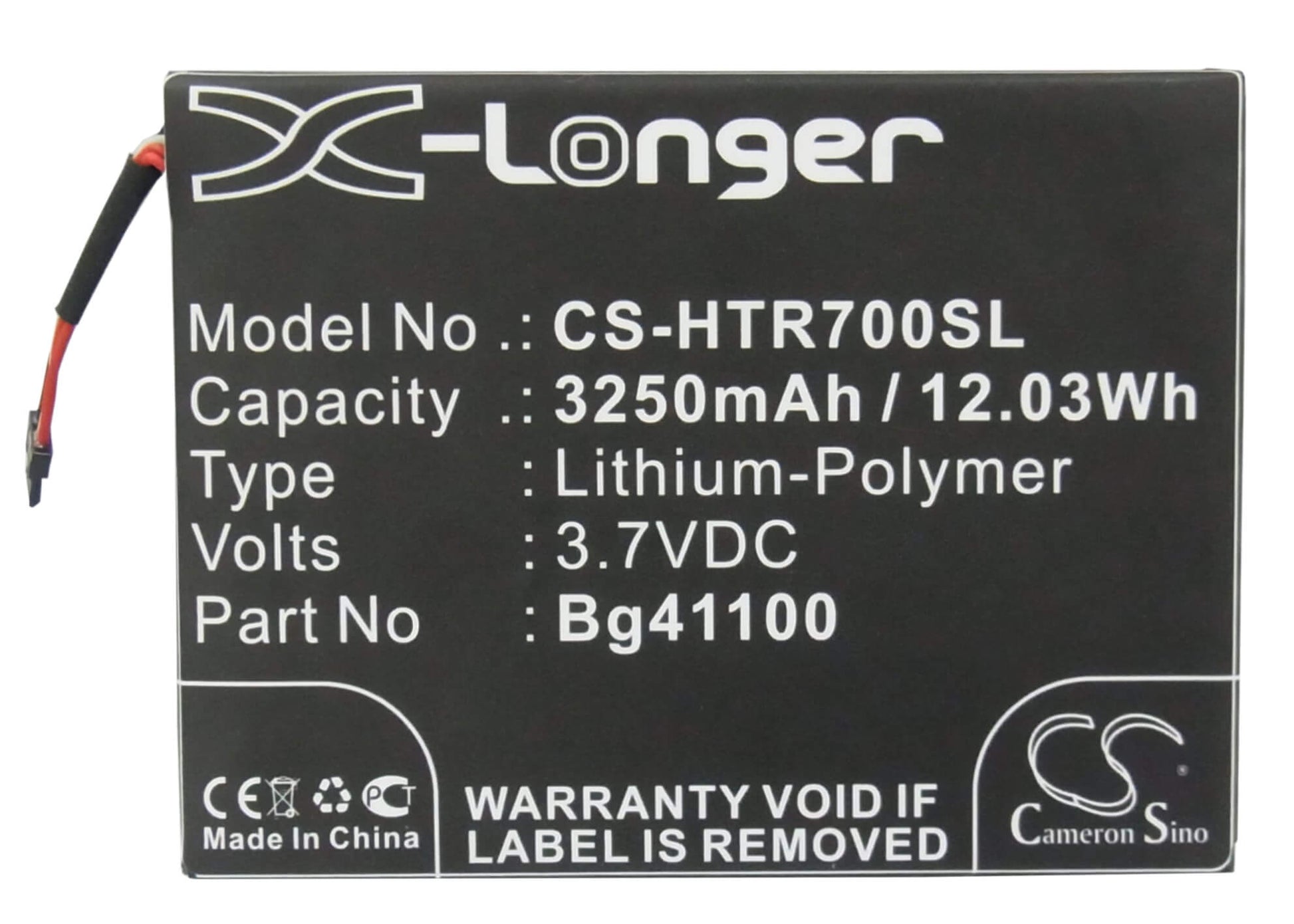 3.7V, 3250mAh, Li-Polymer Battery fits Htc, R7, 12.025Wh