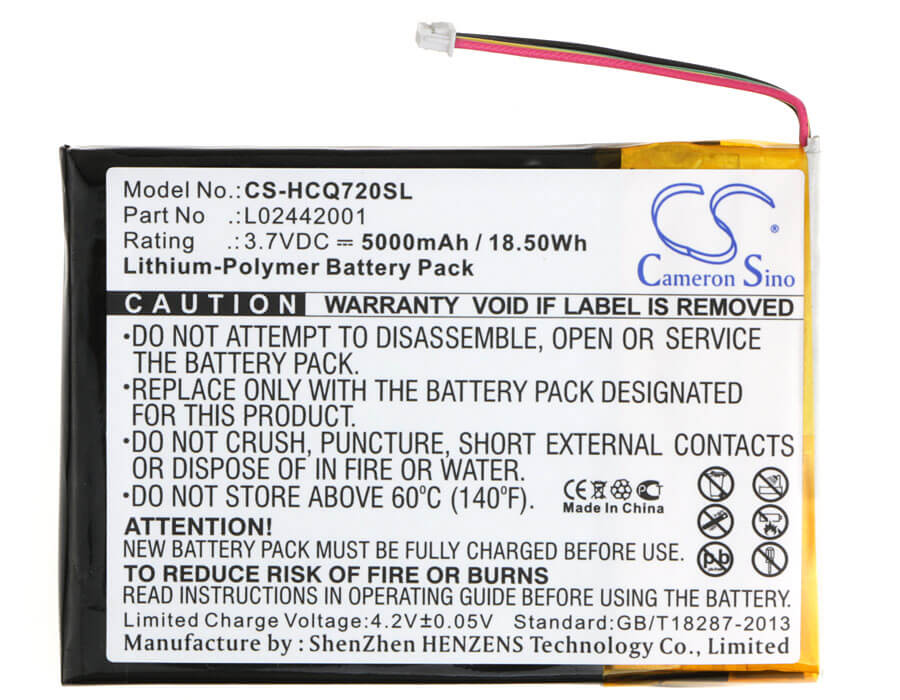 3.7V, 5000mAh, Li-Polymer Battery fits Hp, Cq720a, Estation Zeen, 18.5Wh
