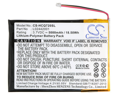 3.7V, 5000mAh, Li-Polymer Battery fits Hp, Cq720a, Estation Zeen, 18.5Wh