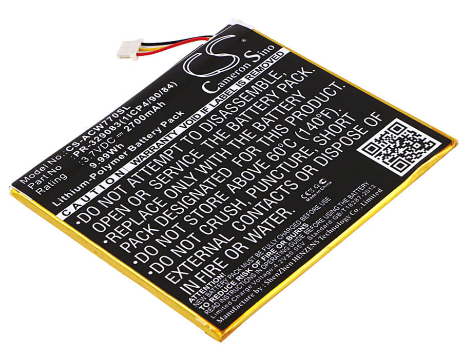 3.7V, 2700mAh, Li-Polymer Battery fits Acer, Iconia One 7 B1-770, 9.99Wh