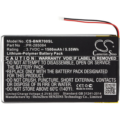 3.7V, 1500mAh, Li-Polymer Battery fits Barnes & Noble, Bnrv700, Glowlight Plus 7.8, 5.55Wh