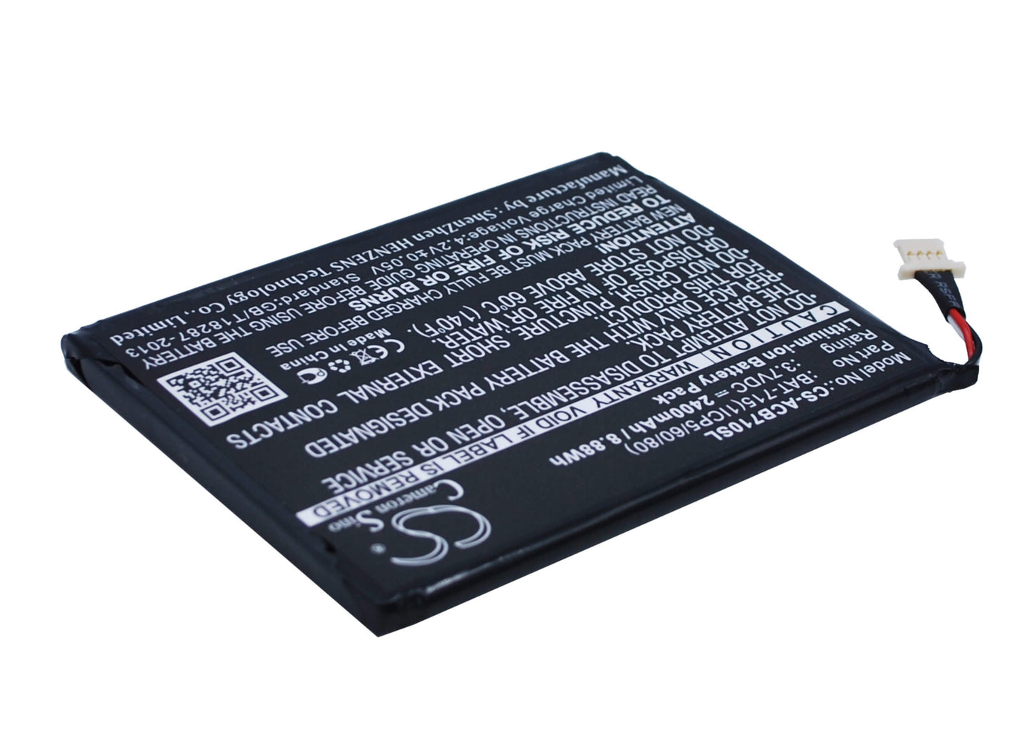 3.7V, 2400mAh, Li-ion Battery fits Acer, Iconia B1-a71, Iconia B1-a71-83174g00nk, 8.88Wh