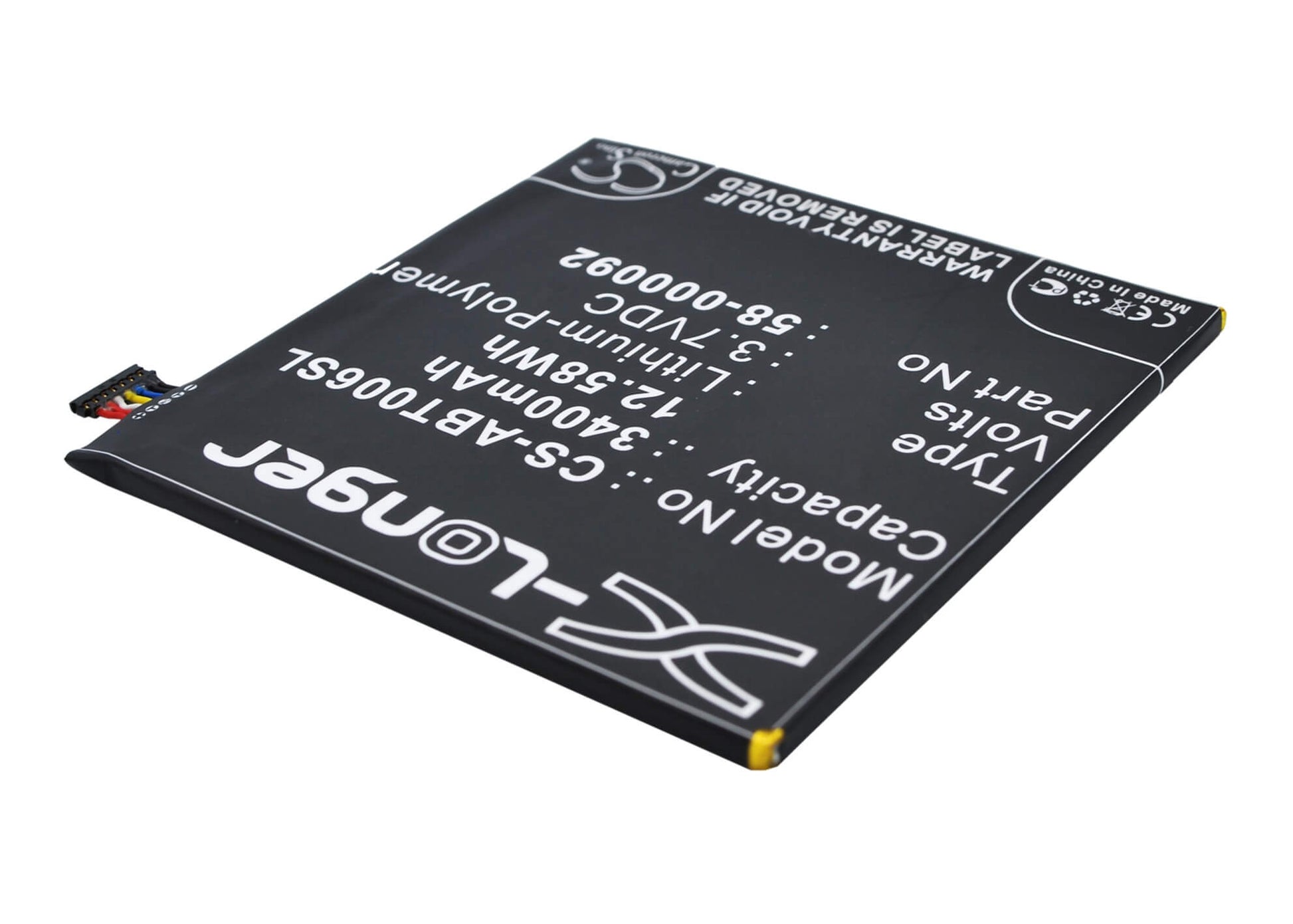 3.7V, 3400mAh, Li-Polymer Battery fits Amazon, 26s1006, B00kc6i06s, 12.58Wh