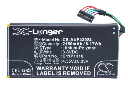3.8V, 2150mAh, Li-Polymer Battery fits Asus, A11, Padfone Mini 4.3, 8.17Wh