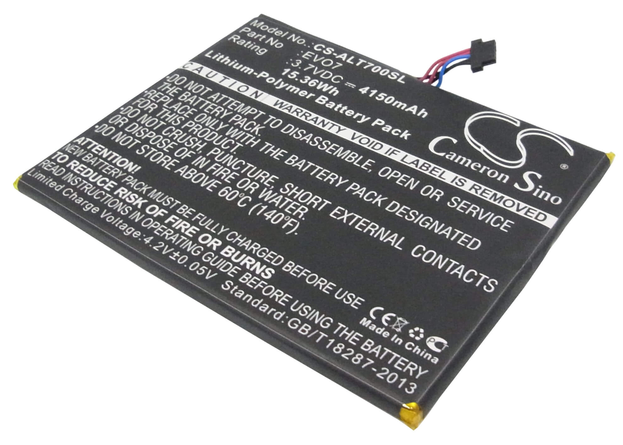 3.7V, 4150mAh, Li-Polymer Battery fits Alcatel, One Touch Evo 7, Ot-t70, 15.355Wh