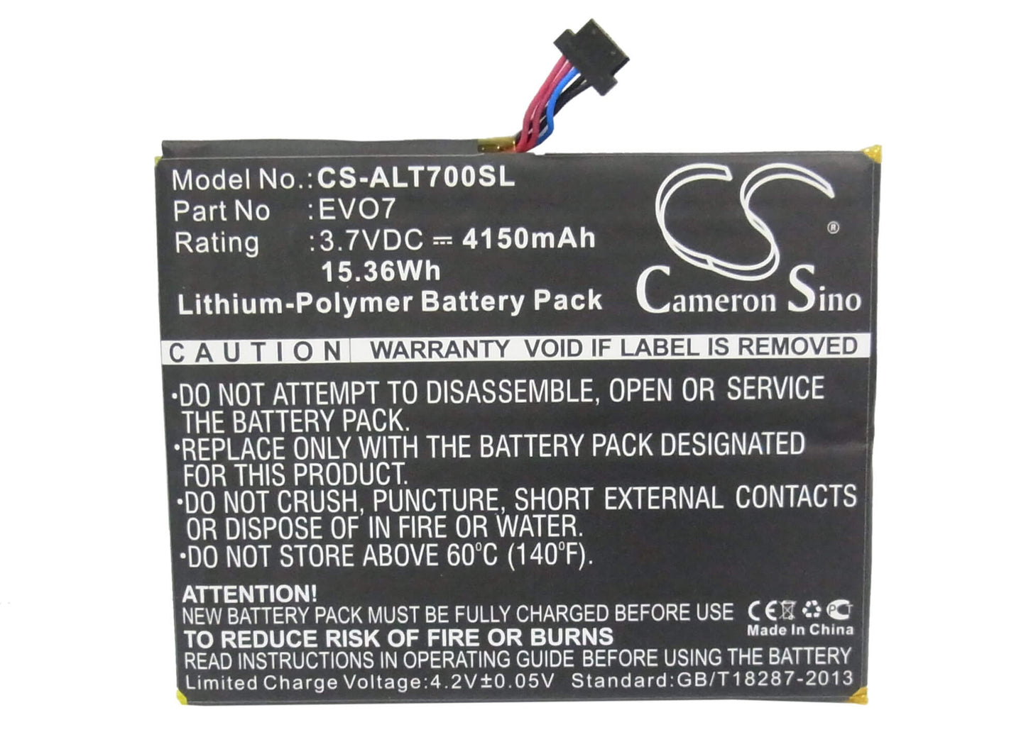 3.7V, 4150mAh, Li-Polymer Battery fits Alcatel, One Touch Evo 7, Ot-t70, 15.355Wh