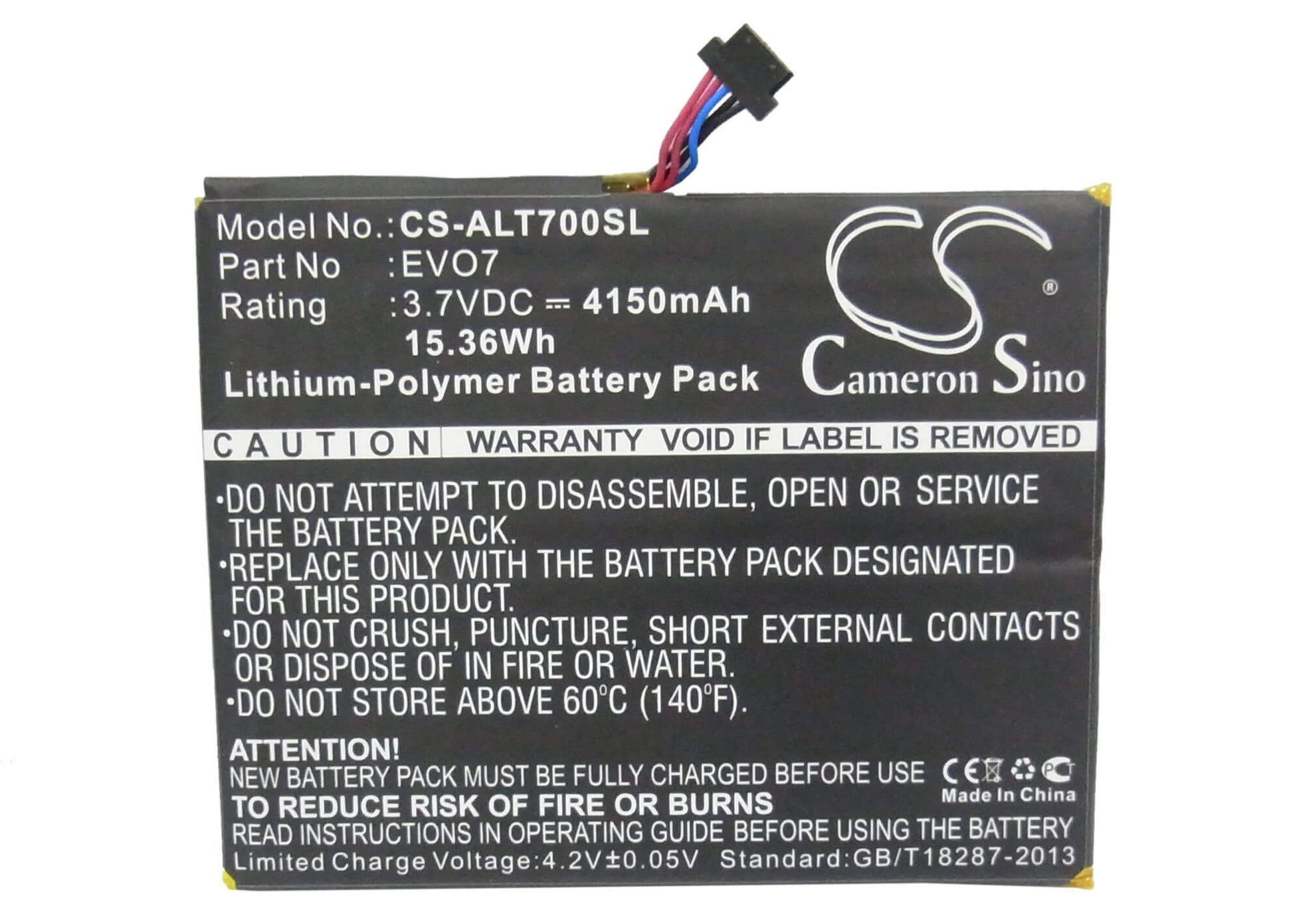 3.7V, 4150mAh, Li-Polymer Battery fits Alcatel, One Touch Evo 7, Ot-t70, 15.355Wh