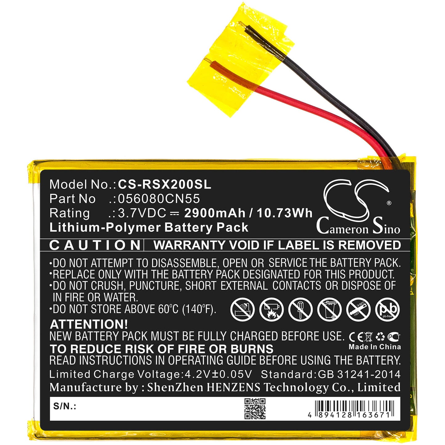 3.7V, 2900mAh, Li-Polymer Battery fits Oregon Scientific, Meep, Meep X2, 10.73Wh