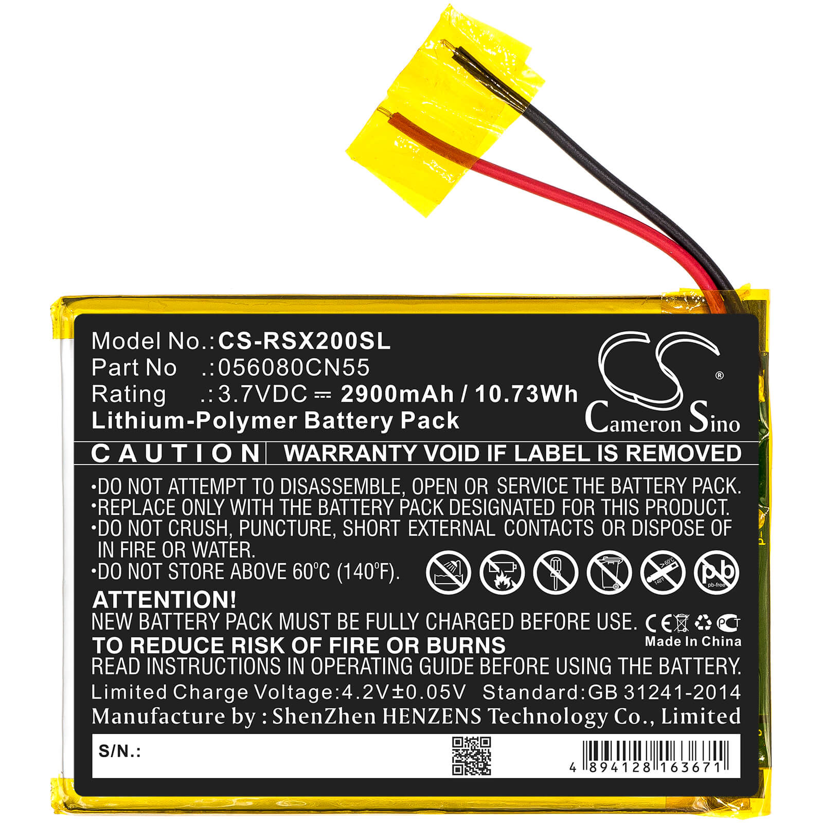 3.7V, 2900mAh, Li-Polymer Battery fits Oregon Scientific, Meep, Meep X2, 10.73Wh
