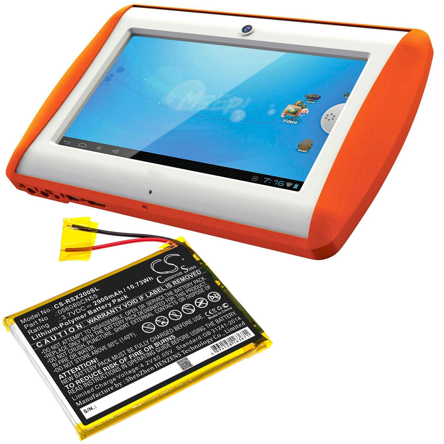 3.7V, 2900mAh, Li-Polymer Battery fits Oregon Scientific, Meep, Meep X2, 10.73Wh