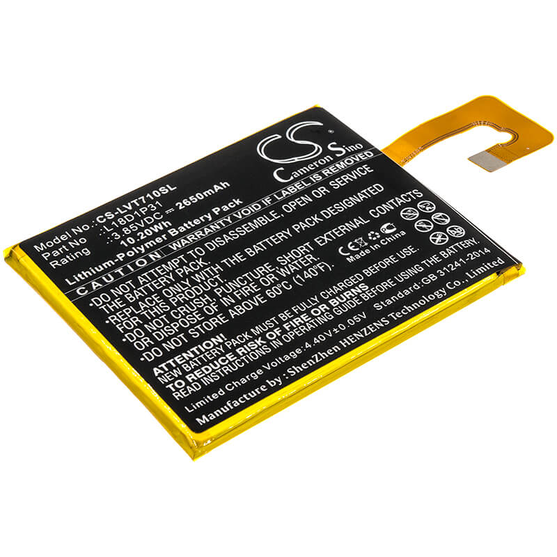 3.85V, 2650mAh, Li-Polymer Battery fits Lenovo, Tab E7, Tb-7104f, 10.2025Wh