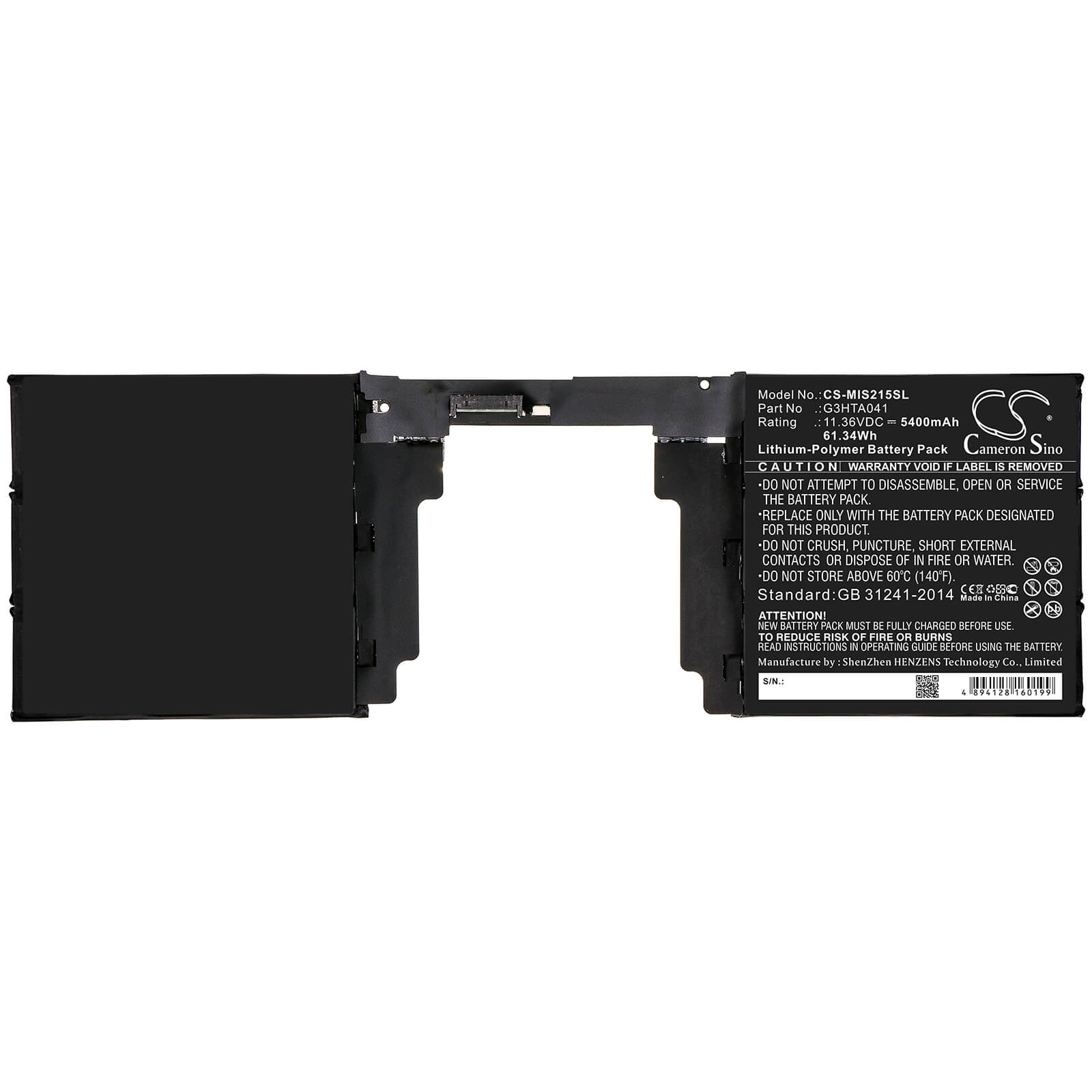 11.36V, 5400mAh, Li-Polymer Battery fits Microsoft, Surface Book 2 1793 15, 61.344Wh