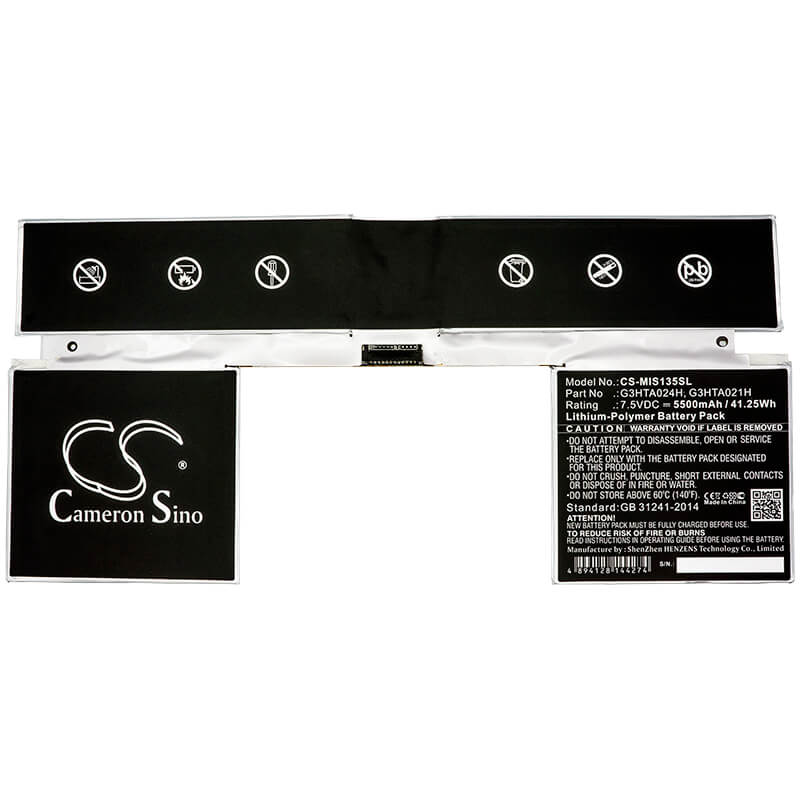 7.5V, 5500mAh, Li-Polymer Battery fits Microsoft, Surface Book 1 13.5 Inch, Surface Book 2 13.5 Inch, 41.25Wh