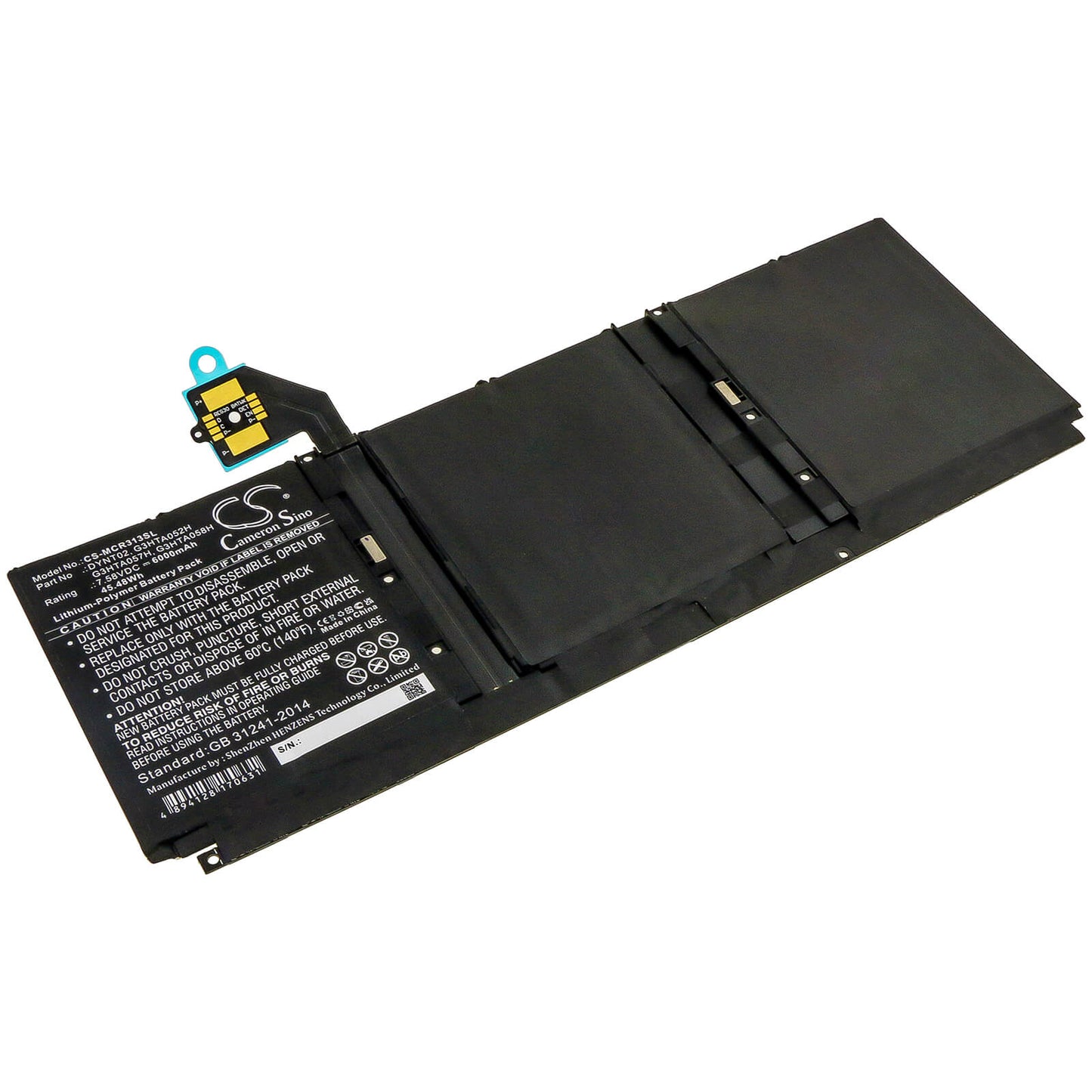 7.58V, 6000mAh, Li-Polymer Battery fits Microsoft, Surface Book 3 13 Core I5-1035, Surface Book 3 15 1872, 45.48Wh