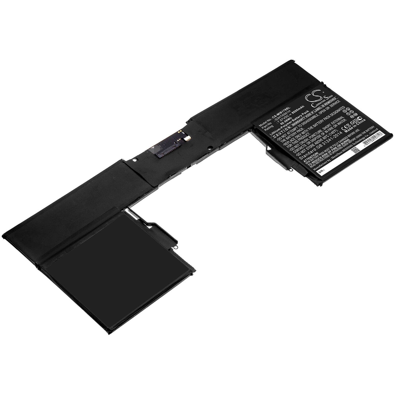 7.57V, 8000mAh, Li-Polymer Battery fits Microsoft, Surface Book 1785, 60.56Wh