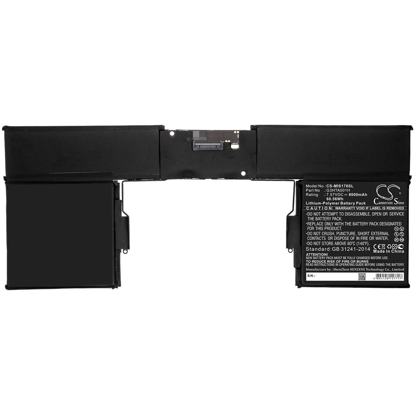 7.57V, 8000mAh, Li-Polymer Battery fits Microsoft, Surface Book 1785, 60.56Wh