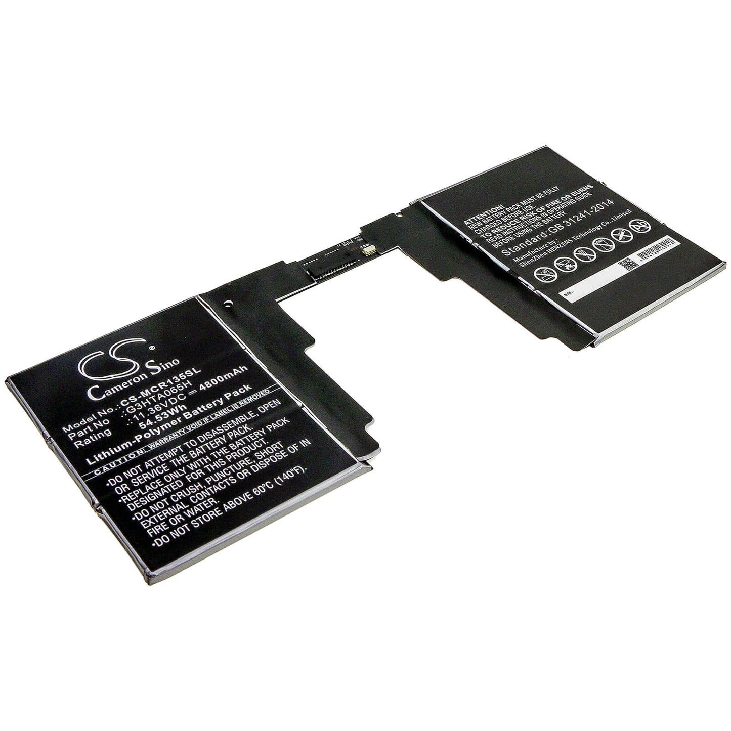 11.36V, 4800mAh, Li-Polymer Battery fits Microsoft, Surface Book 3 13.5 Keyboard, 54.528Wh