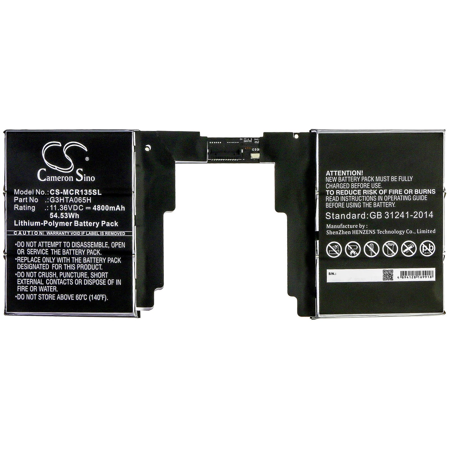 11.36V, 4800mAh, Li-Polymer Battery fits Microsoft, Surface Book 3 13.5 Keyboard, 54.528Wh