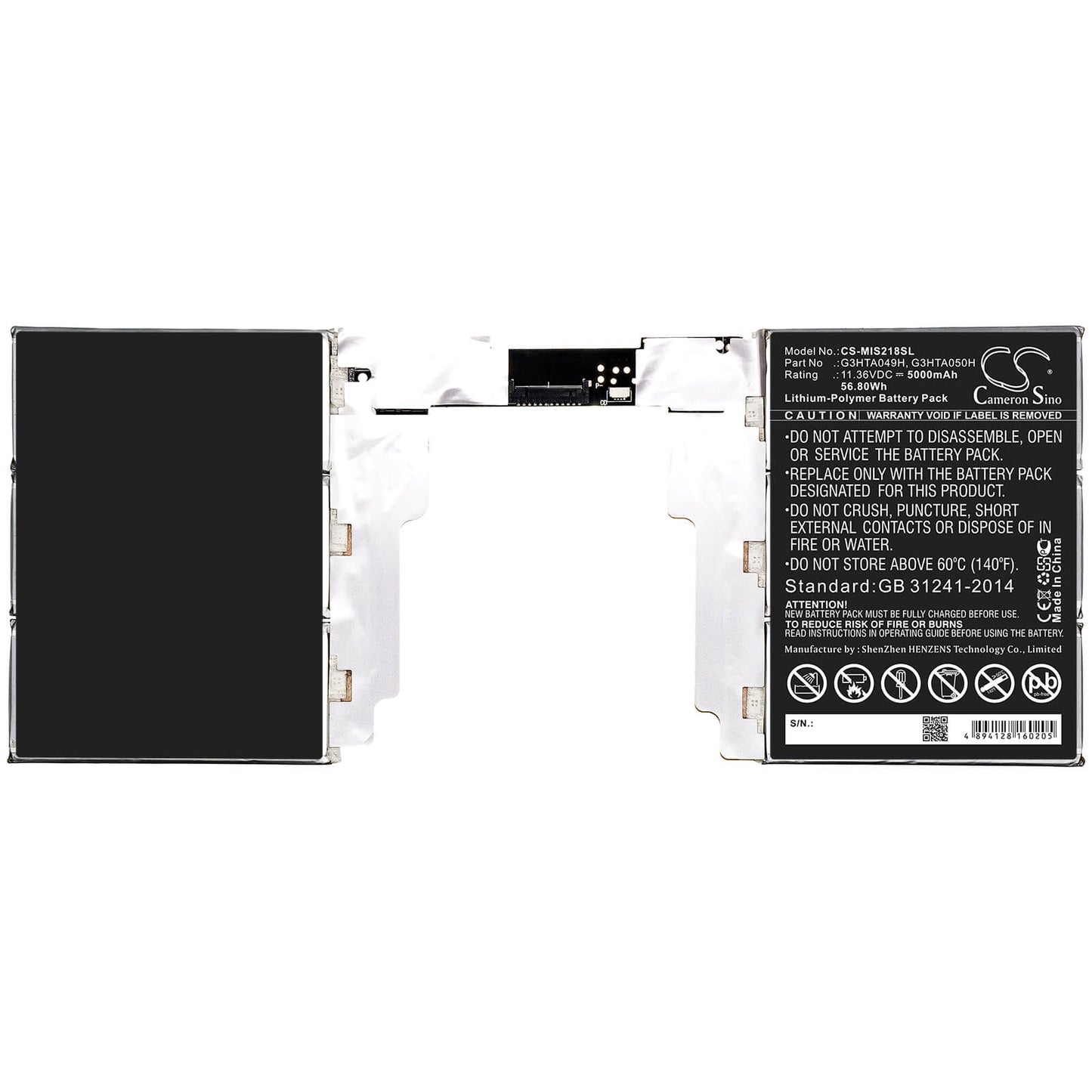 11.36V, 5000mAh, Li-Polymer Battery fits Microsoft, Surface Book 2 1835, Surface Book 2 1835 13.5" Tabl, 56.8Wh