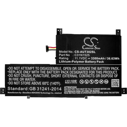11.1V, 3300mAh, Li-Polymer Battery fits Asus, T302chi-2c, Transformer Book T302, 36.63Wh