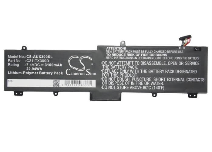 7.4V, 3100mAh, Li-Polymer Battery fits Asus, Transformer Book Tx300, Transformer Book Tx300c, 22.94Wh