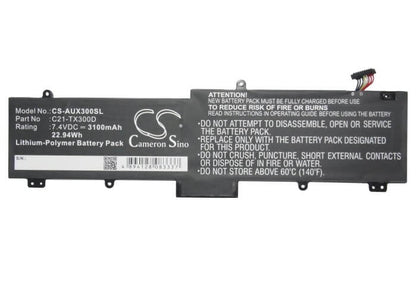 7.4V, 3100mAh, Li-Polymer Battery fits Asus, Transformer Book Tx300, Transformer Book Tx300c, 22.94Wh