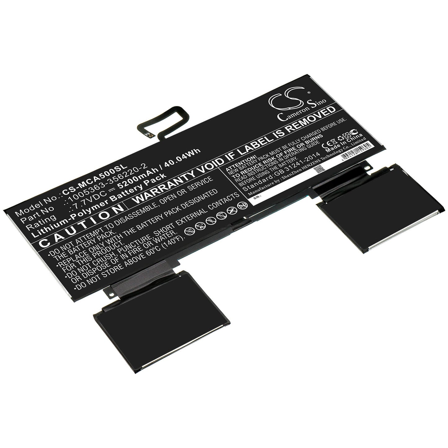 7.7V, 5200mAh, Li-Polymer Battery fits Microsoft, Surface A50, 40.04Wh
