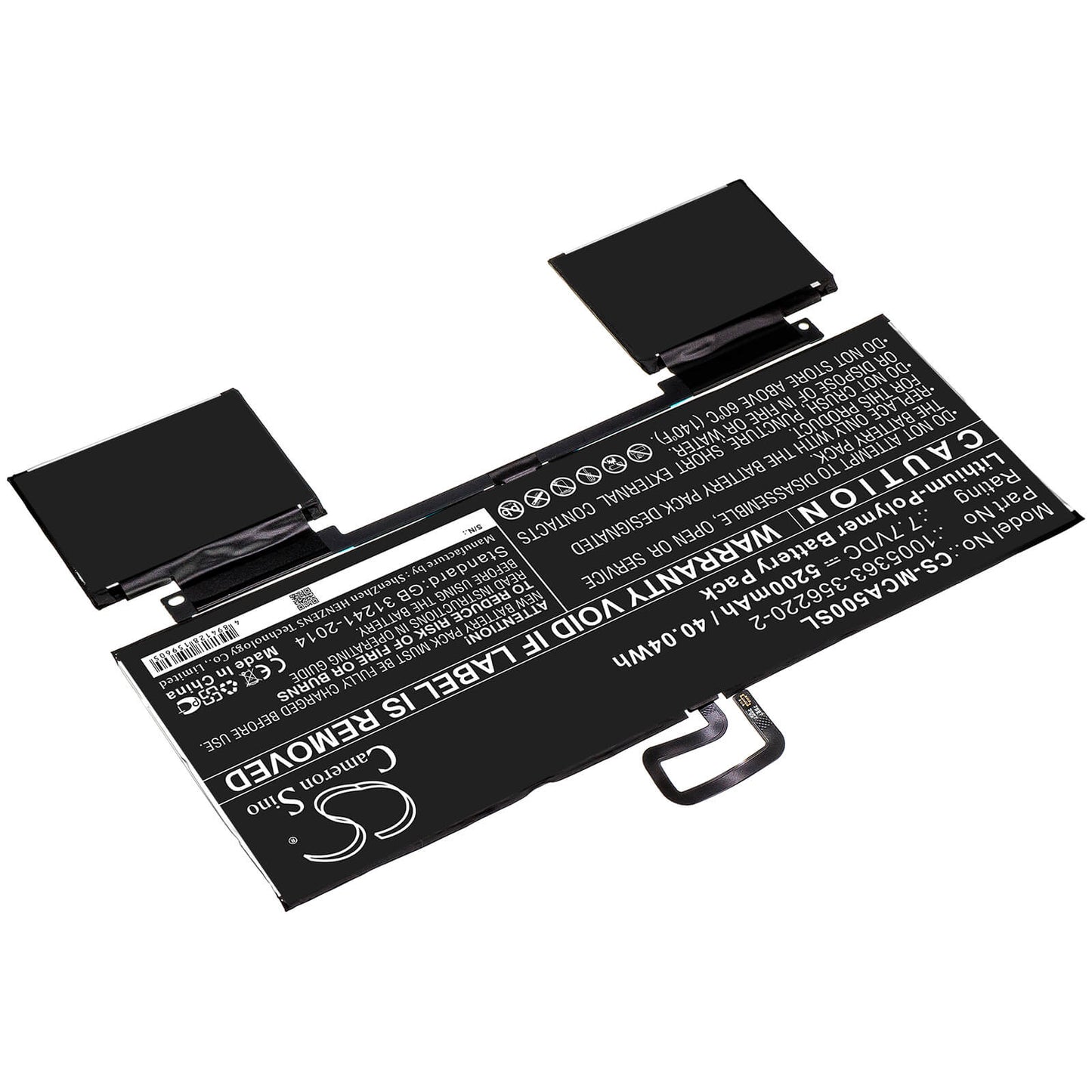 7.7V, 5200mAh, Li-Polymer Battery fits Microsoft, Surface A50, 40.04Wh